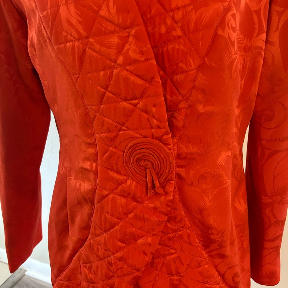 Deep orange 2-piece Silk Suit. Personally designed by Cristabalina.